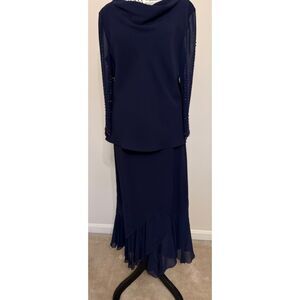 S L Fashions 2 piece dress - Navy - size 14